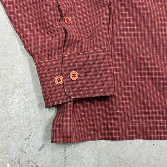 Vintage Harry Rosen Dress Shirt Rayon Check Long Sleeve Red Oversized Large - Picture 3 of 8